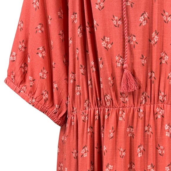 Beachlunchlounge Orange Floral Cottagecore Tiered Peasant Dress Size XL - Picture 6 of 10